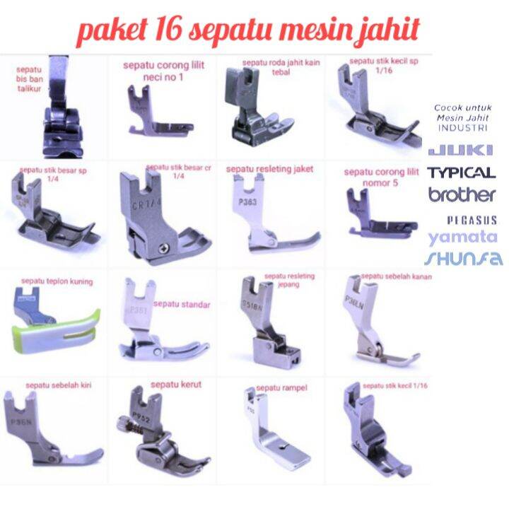 paket sepatu mesin jahit / paket isi 16 sepatu mesin jahit besar semua merk  / alat jahit / kebutuha