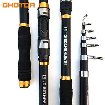 Alat Mancing Joran Pancing 2.4M Telescopic Fishing Rod Pole Carbon Fiber GHOTDA Hitam Grab Medan