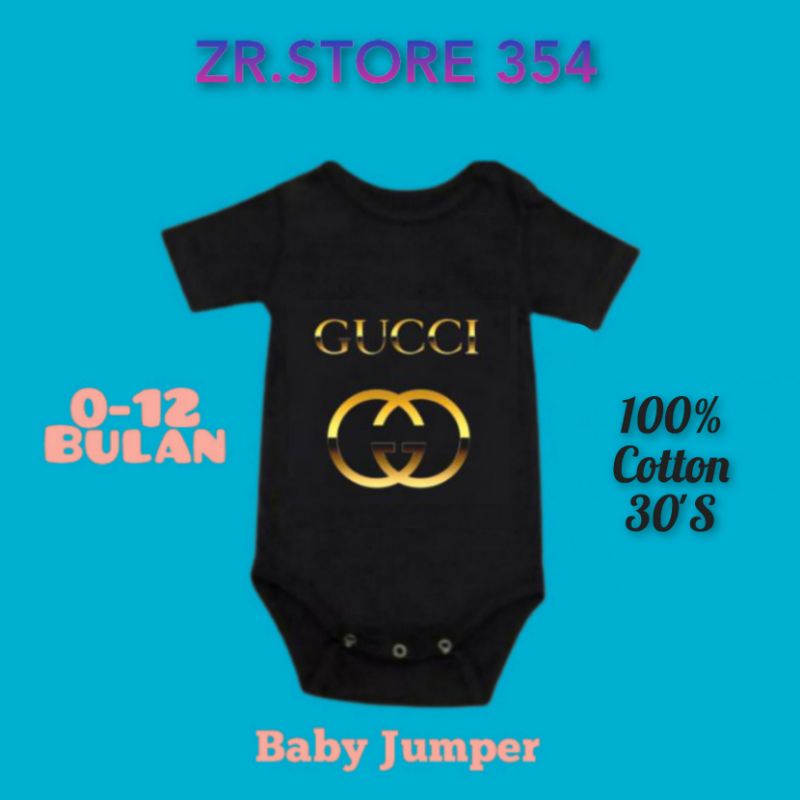 Baju bayi GUCCI GOLD / kaos bayi DISTRO / jumpsuit / jumper bayi / jumsuit bayi / bodysuit baby / ba