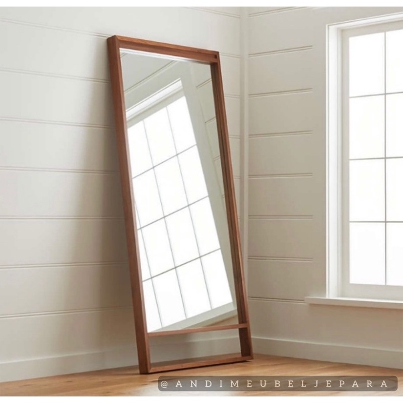 Cermin Badan / Standing Mirror Full Body | Kaca Cermin Full Badan Kayu Jati Murah