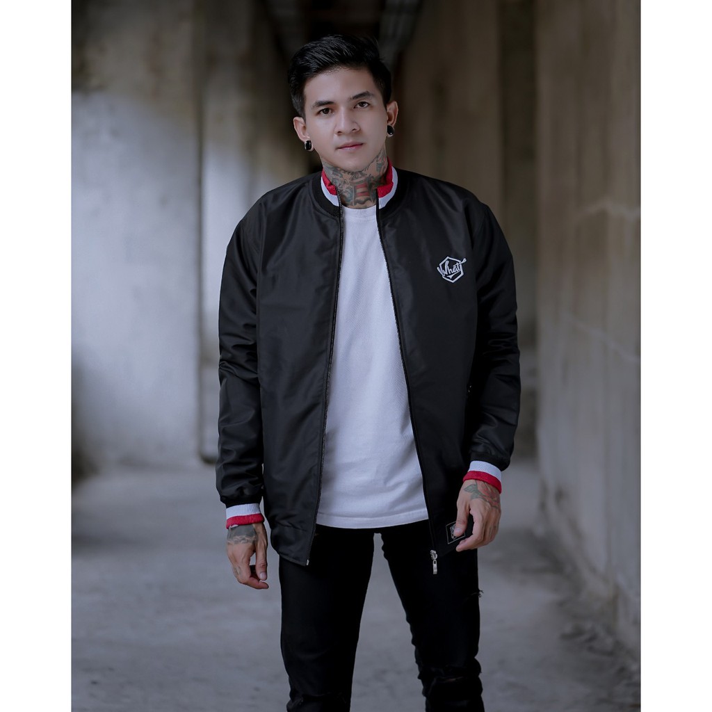 Jaket BaseBall Harrington  - Original Indigo / Cagoule  -  Jaket Distro Bandung - HITAM
