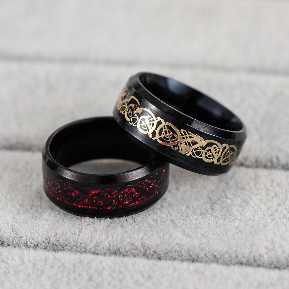 Suyo Cincin Pria Hadiah Naga Celtic Hitam Anti Karat