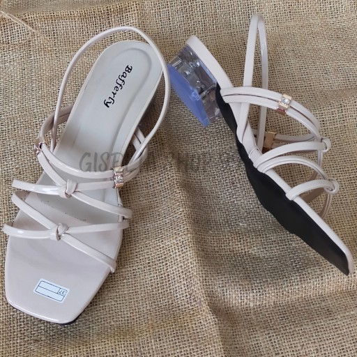 GISSSHOP&gt;&gt; SANDAL TALI HAK KACA 3CM WANITA/ SANDAL GROSIR