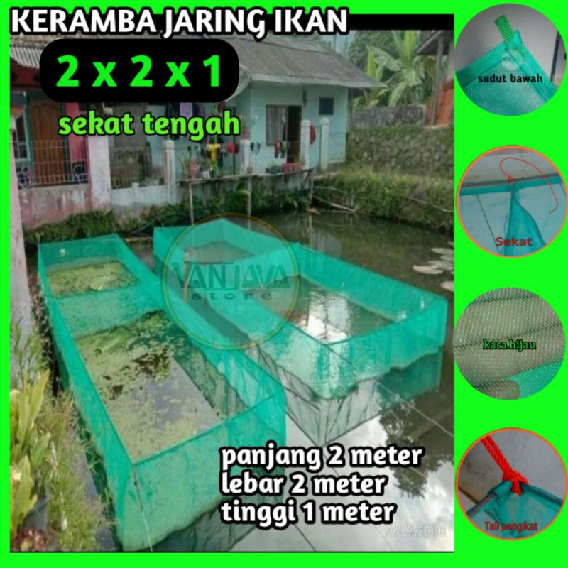 2x2x1 Keramba jaring tanjaran ikan burayak nila sekat tengah keramba ikan