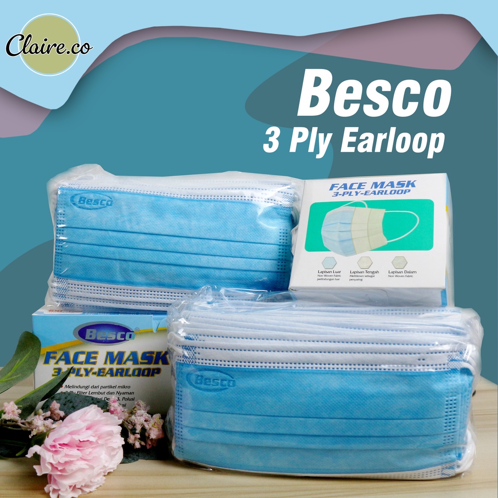 MASKER BESCO 3PLY BIRU MASKER KEMENKES 3PLY