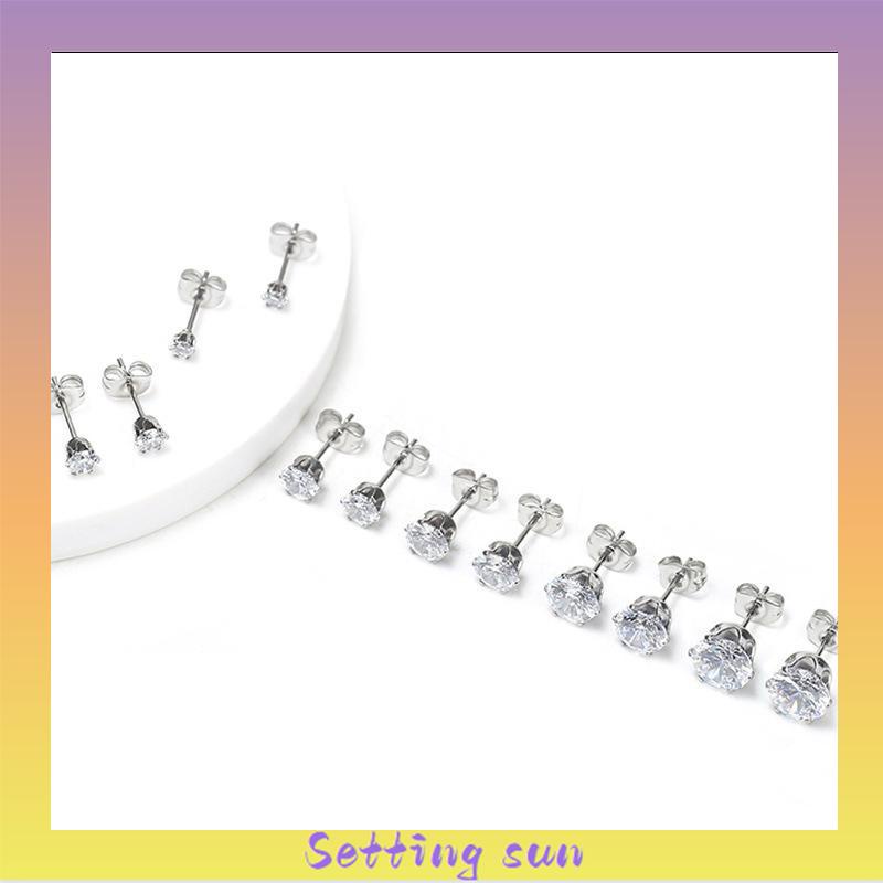 1PC Anting Tusuk Anti Karat Anti Alergi Zirkon Mini Stainless Steel Kualitas Tinggi Aksesoris Wanita TN