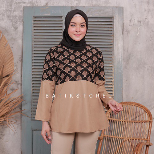 Atasan Batik Wanita Brelia Soft Resleting Belakang 5171