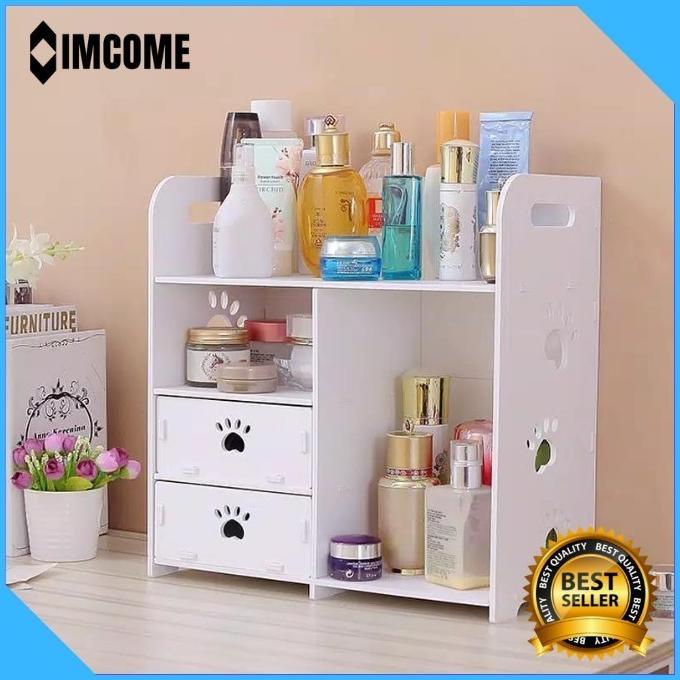 RAK TEMPAT MAKE UP KOSMETIK KOTAK PENYIMPANAN 3 SUSUN KAYU SERBAGUNA