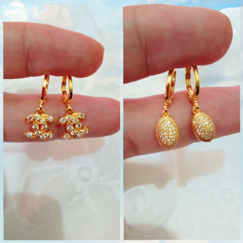 C-10.Anting xuping wanita berlapis emas dengan mata zircon Al.