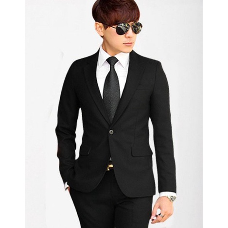 Jas Blazer Pria Hitam kancing 2 Slimfit Formal Premium