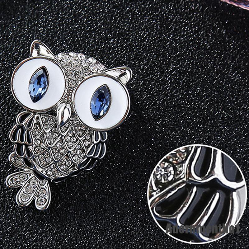 (Adornmentno1) Bros Pin Bentuk Burung Hantu Natal Bahan Alloy Hias Berlian Imitasi Untuk Wanita