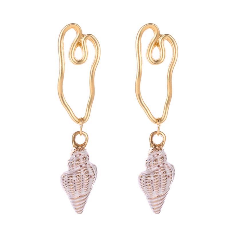 Anting Tusuk Gantung Bahan Alloy Desain Hollow Warna Putihpinkbiru Gaya Retro Untuk Wanita