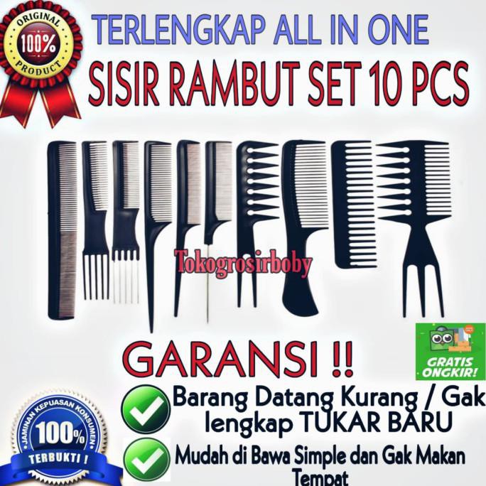 Sisir Rambut Wanita / Pria 1 Set Isi 10 Aneka Fungsi Merias dan Menata - 10PCS / SET AP133