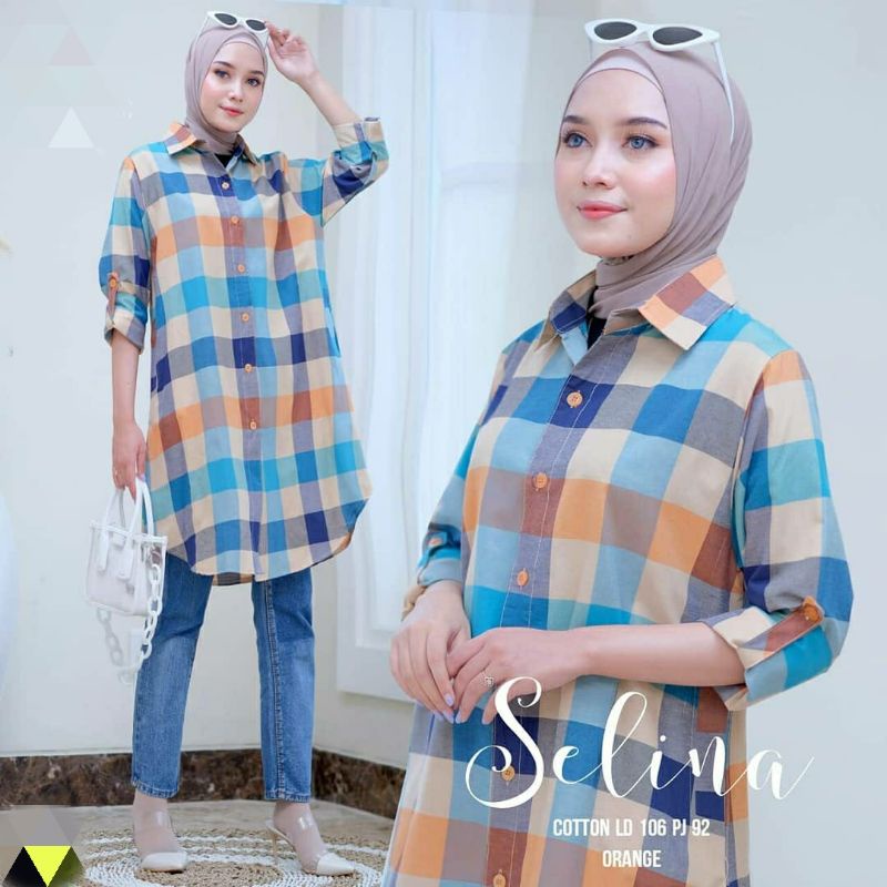 Tunik kotak katun terbaru/siap COD/Tunik Adem Tunik Terbaru/tunik katun