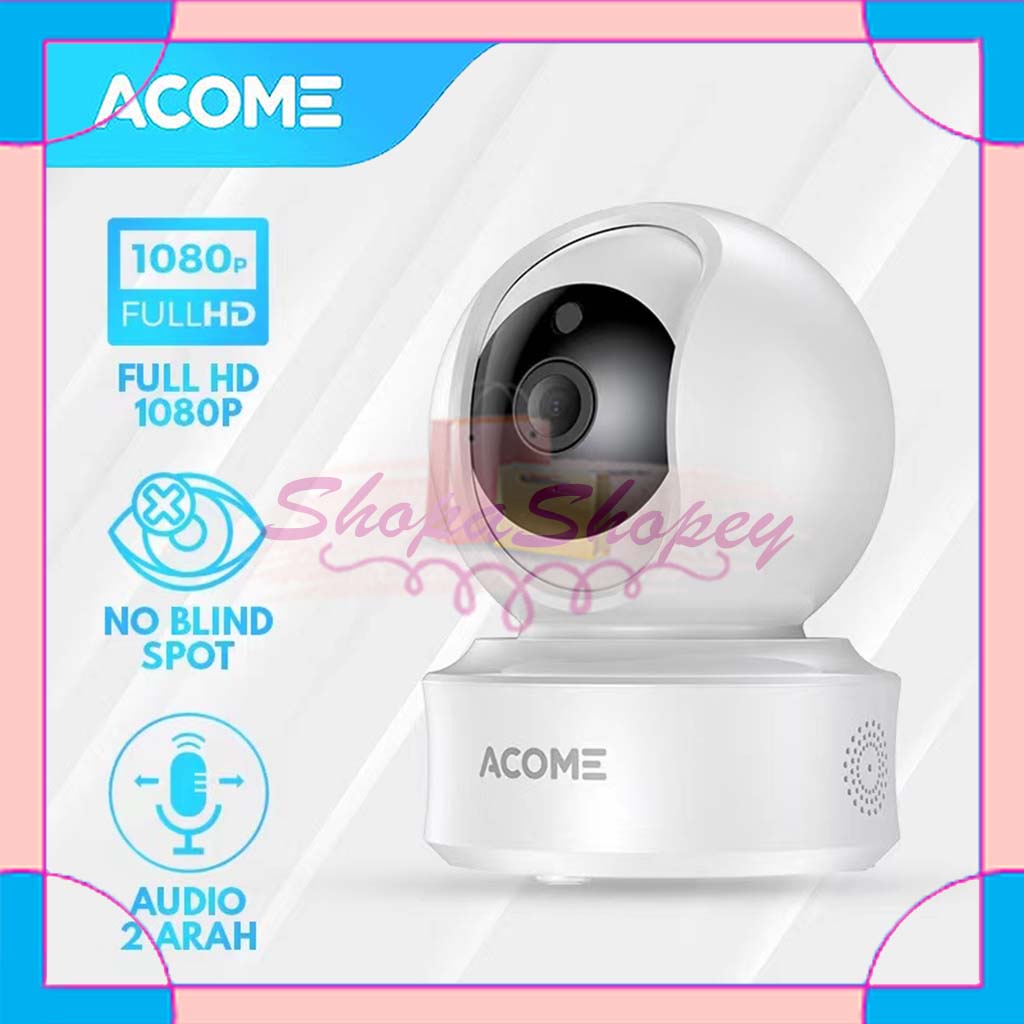 Smart CCTV Camera Audio FULL HD 1440P No Blind Spot 2 Arah Dalam Ruangan ACOME APC03 - WHITE