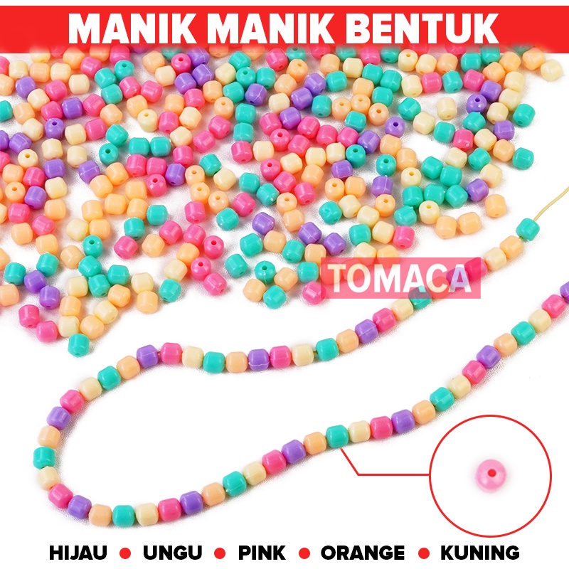 Manik Mote Mute Lonjong Persegi Beads Color Soft Pastel Diy Meronce Bahan Merangkai Prakarya Craf