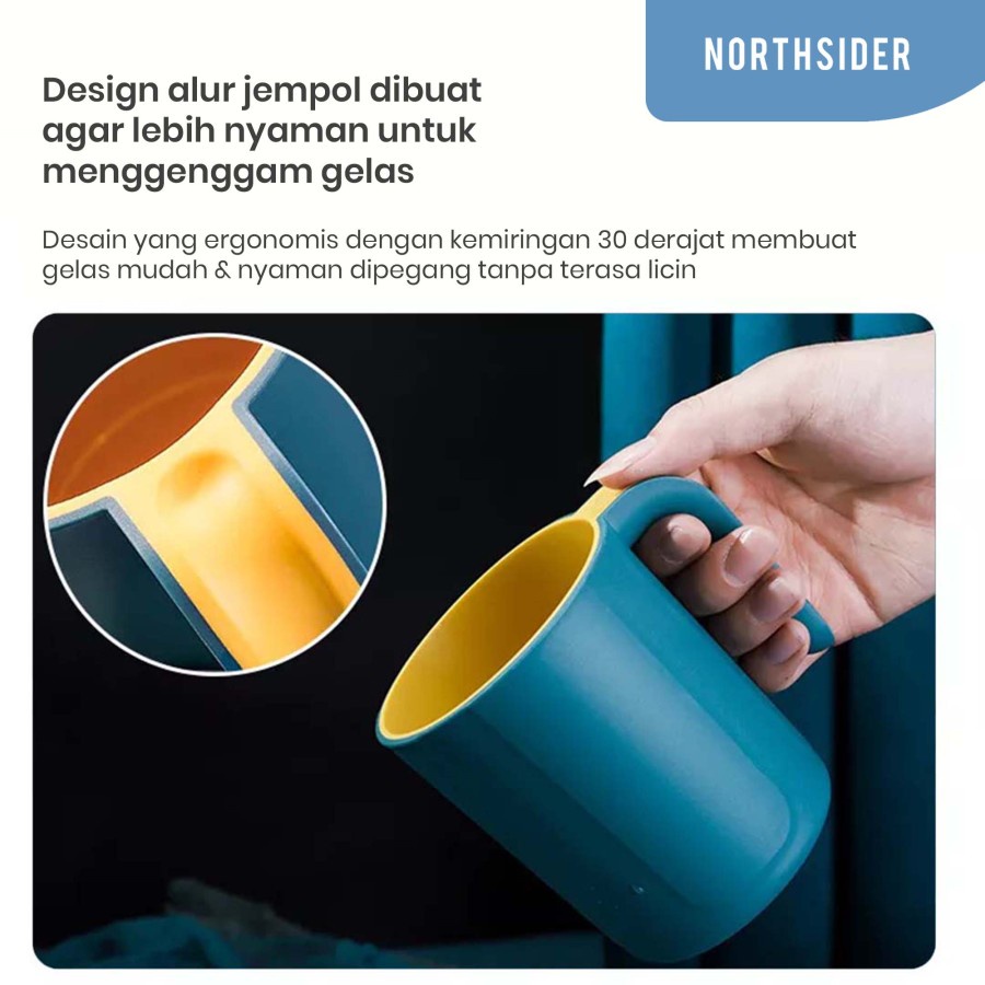 GELAS CANGKIR KOPI TEH NORDIC TEA CUP WITH TWO TONE COLOUR HANDLE