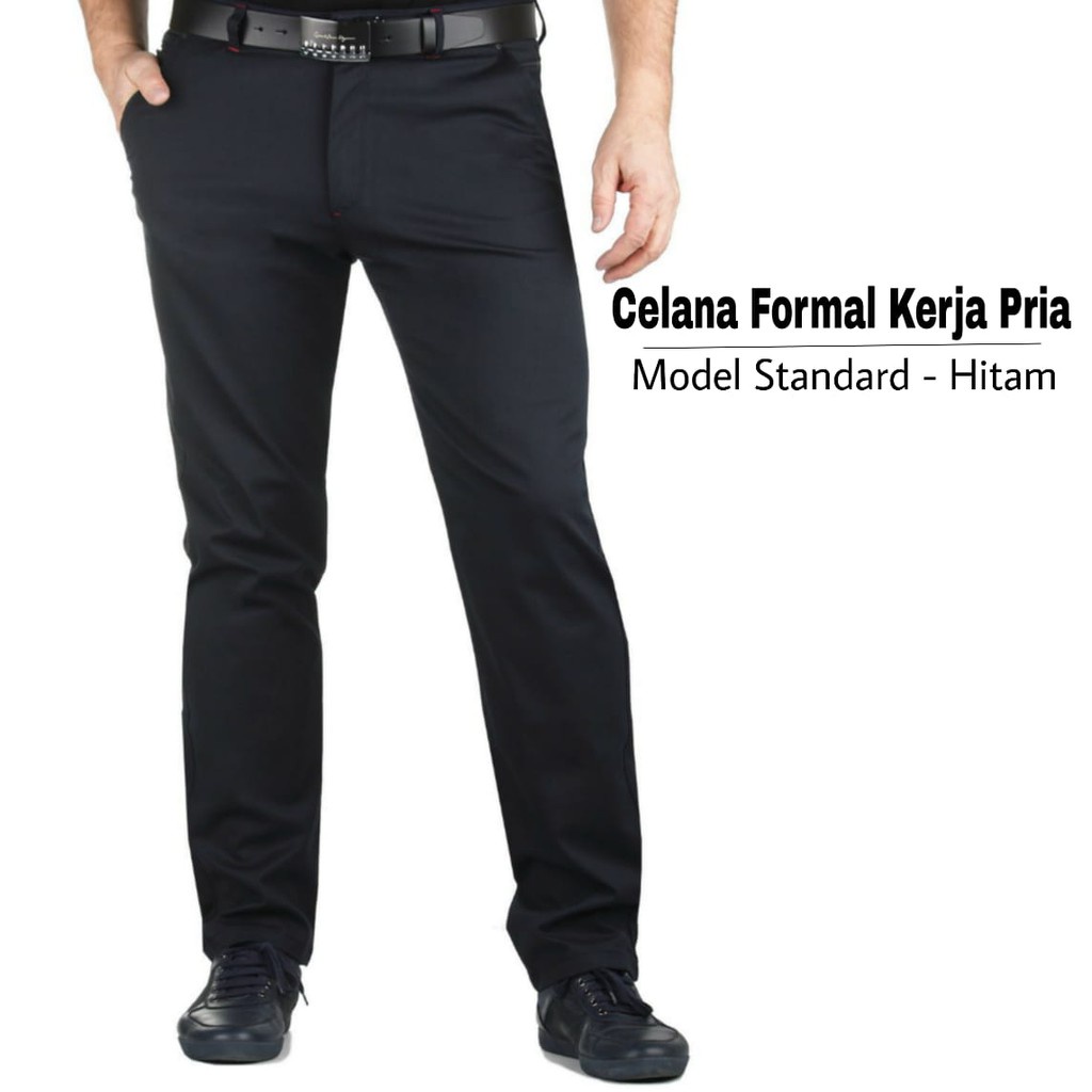 CELANA BAHAN | KERJA | FORMAL | KANTOR | PANJANG | HITAM | DASAR PRIA SLIMFIT COD