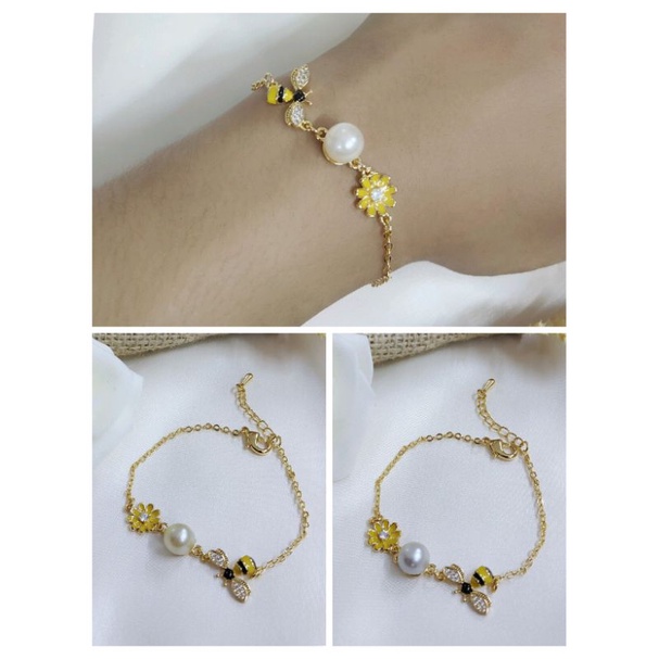 Gelang rantai lapis emas mutiara air laut asli lombok bersertifikat Gelang mutiara laut Aksesoris mu