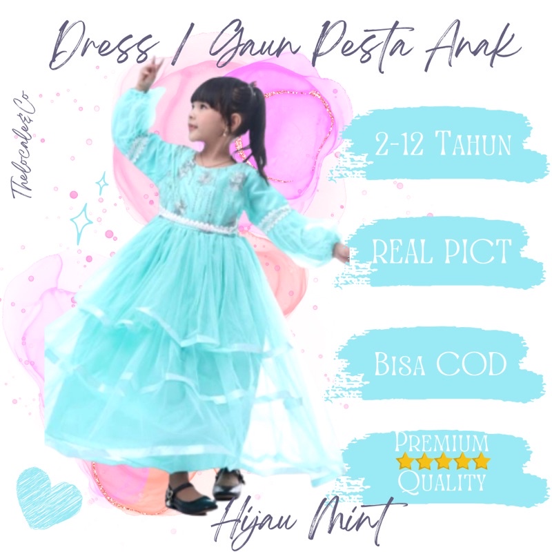 Dress pesta muslim anak/gaun pesta muslim anak/gamis pesta anak