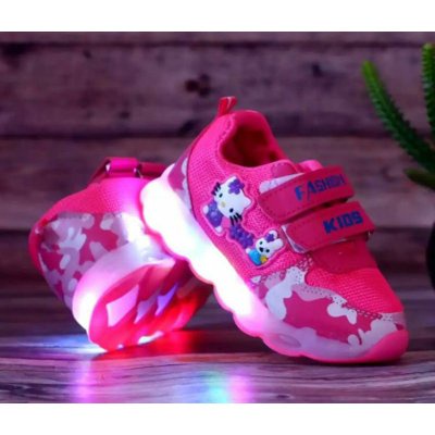 sepatu LED anak perempuan 1-5 tahun motif hello kity