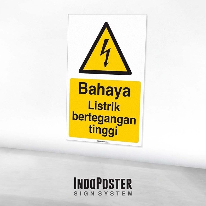 Stiker Safety Sign Rambu K3 ISO Bahaya Listrik Bertegangan Tinggi