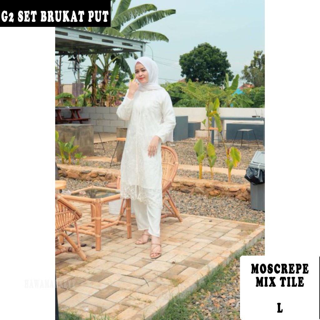 BISA COD  SETELAN PUTIH BAJU BRUKAT BAJU LEBARAN BAJU TERBARU BAJU PEREMPUAN DRESS MAKASSAR