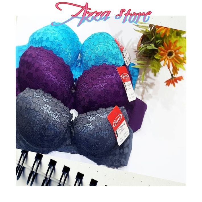 Bra wanita BH perempuan pakaian dalam cewek sexy Sorex Renda Motif Bunga Kawat busa tebal kait 2