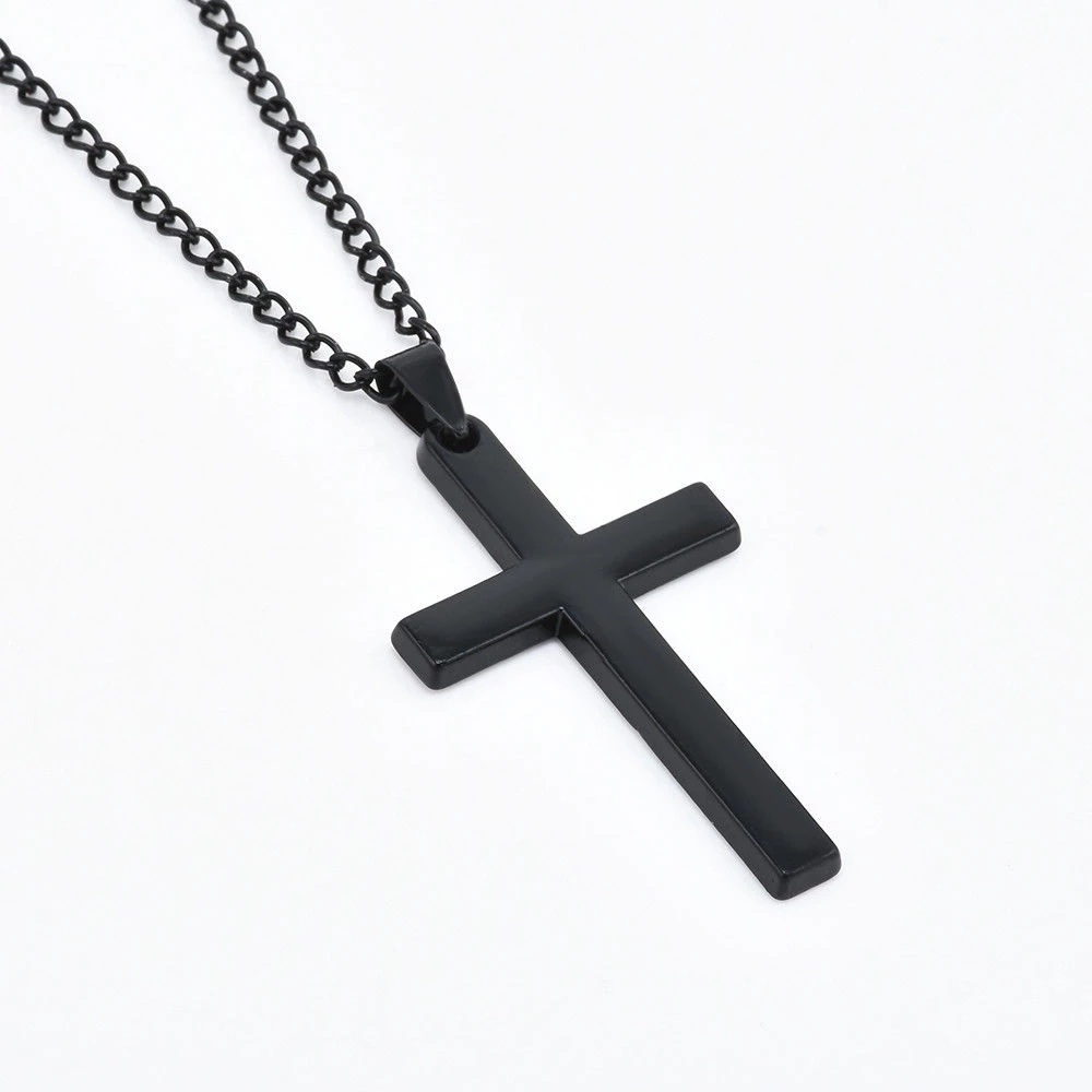 Kalung Liontin Salib Yesus Bahan Stainless Steel Gaya Punk Hip-Hop Untuk Pria Dan Wanita