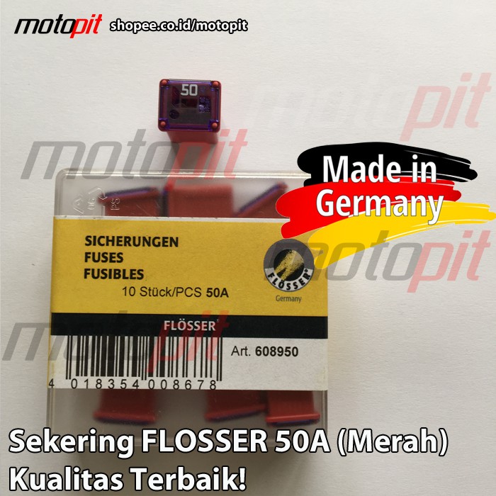 Flosser Sekring Pusat Sekering Kotak Pendek Fuse Mobil 50A Merah
