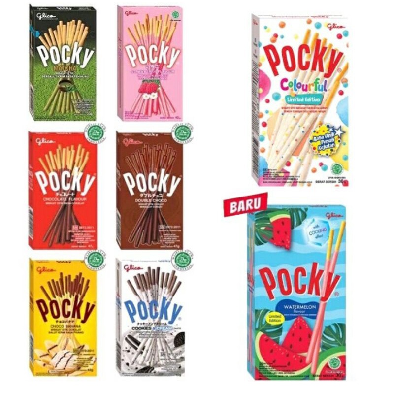 

Glico Pocky 47gr coklat/double coklat/ cookies n cream/matcha