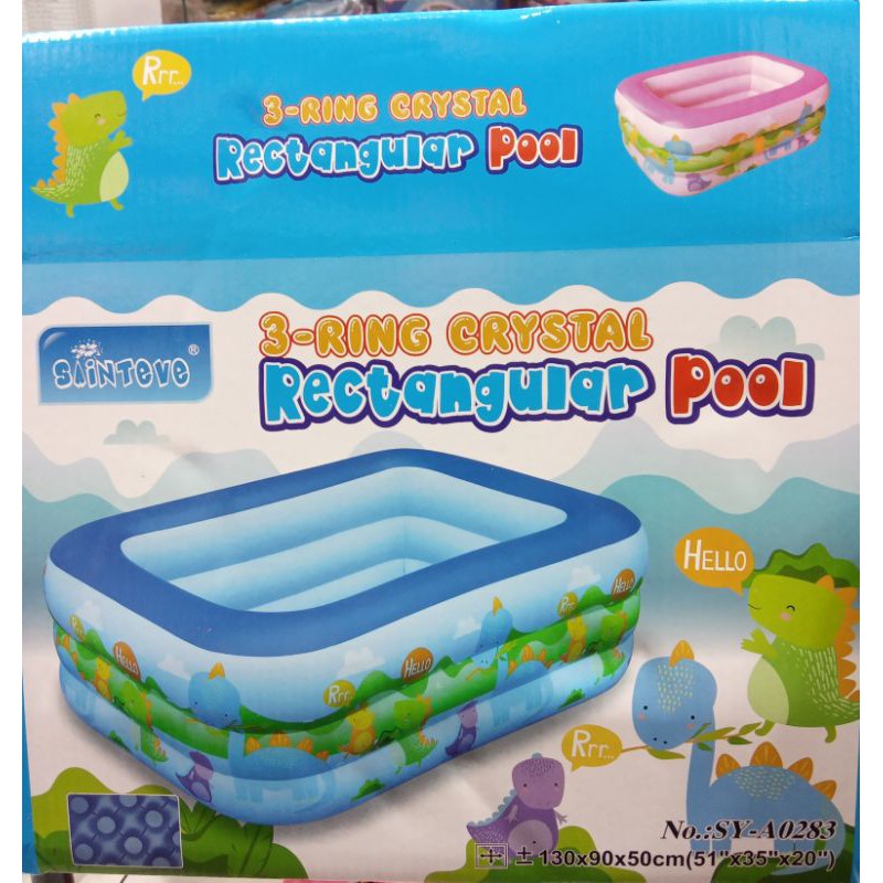 Kolam renang tiup anak 3-RING crystal rectangular pool ...