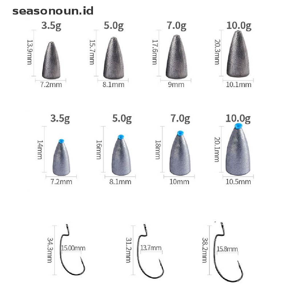 【seasonoun】 5pcs Dropshot Rig Rigged Tackle Combination Jig Head Fish Line Binded Hooks .