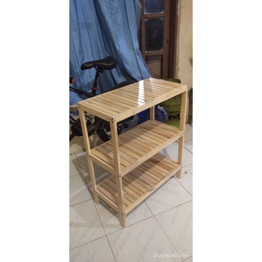 NJ Creative - Rak 60x30x70 Serbaguna Kayu 3 Susun Natural Aesthetic