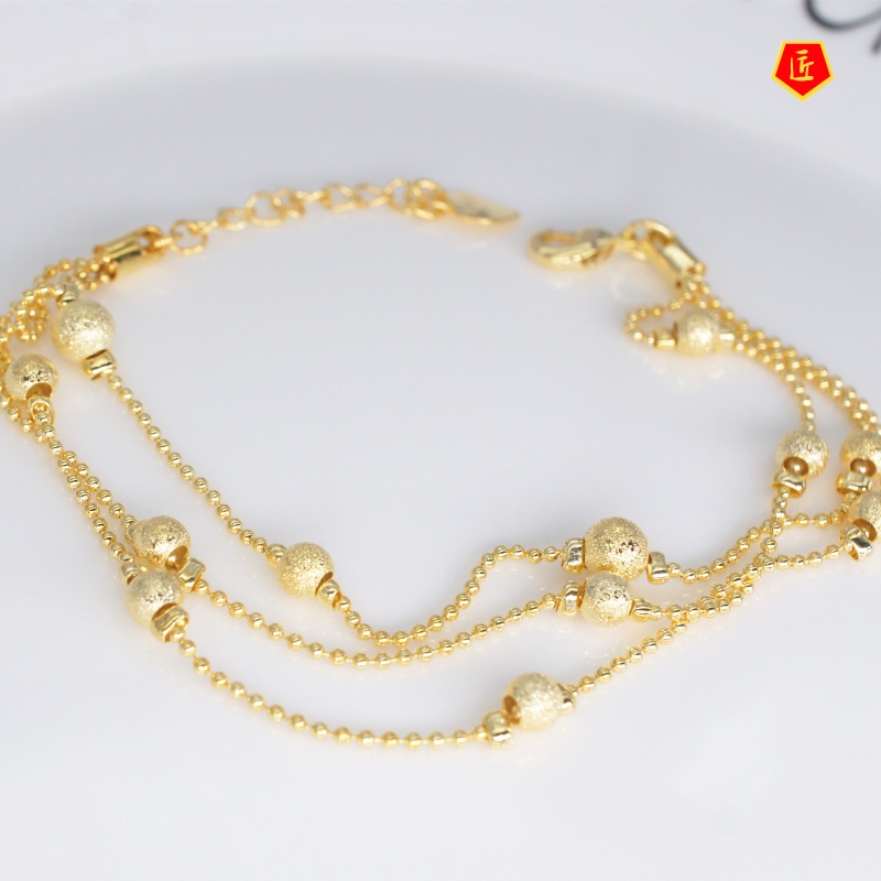 [Ready Stock]Fashion Multi-Layer Frosted Bracelet 18K Gold