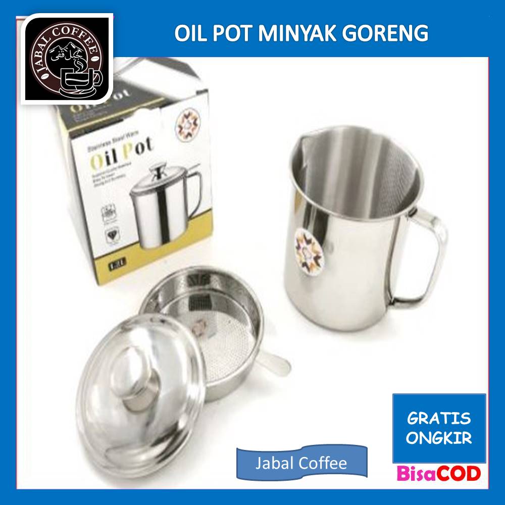 Gelas Saring Sisa Minyak Goreng / Oil Pot Saringan Stainless Steel / Wadah Minyak Goreng Panas