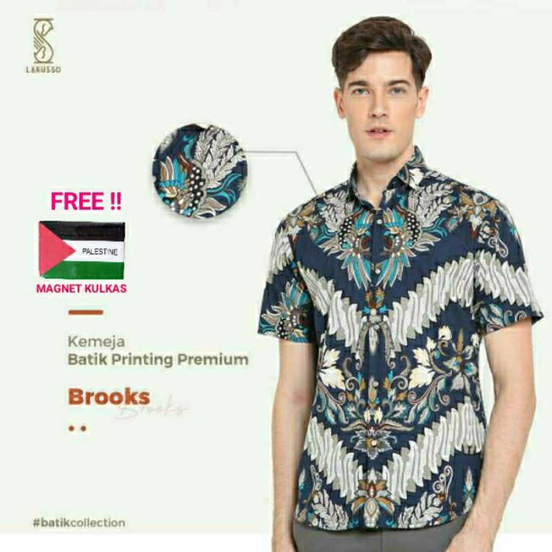 [PROMO] ORIGINAL Kemeja Batik Short Sleeve LARUSSO® Slim Fit Cut