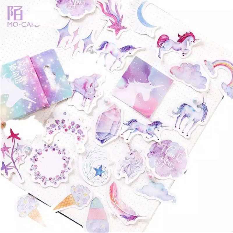 

[RT] 45 Pcs STICKER UNICORN AESTHETIC UNUK JURNAL STICKER DECO KOTAK