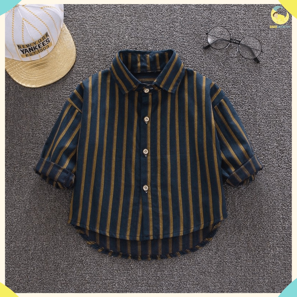 BABYLOVANTA- Atasan kemeja anak laki laki impor premium baju aanak cowo KEMEJA SALUR GOLD 0-5 Tahun/ Baju baby impor korea