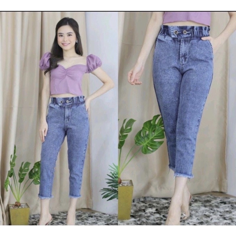 PLAIN RUBBER BF CELANA JEANS 7/9 WANITA