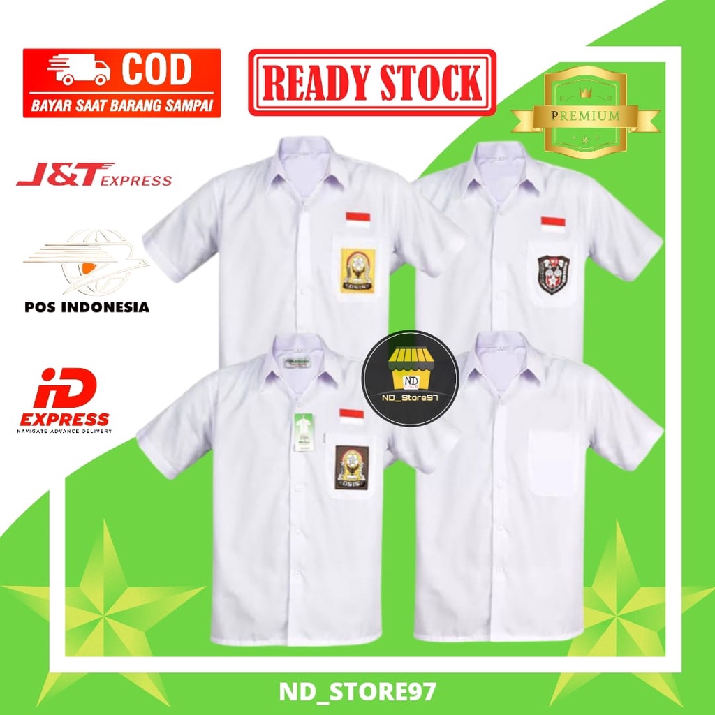 Baju Seragam Sekolah Putih Lengan Pendek Pria dan Wanita untuk Semua Tingkatan TK, SD, SMP, SMA - BA