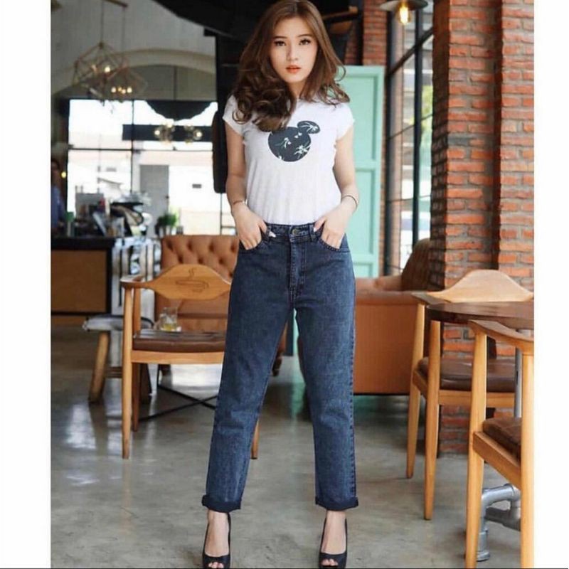 ASEA Celana Boyfriend Jeans Snow Tebal