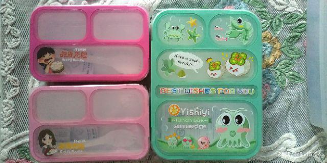 Lunch Box Sekat 3 Yooyee 633 Anti Tumpah Yooyee Mini  Sekat 3 Lunch Box