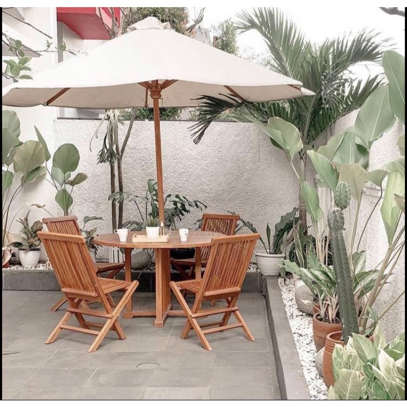 SET PAYUNG OUTDOOR TAMAN TERAS CAFE HOTEL PANTAI BAHAN KAYU JATI BERKUALITAS