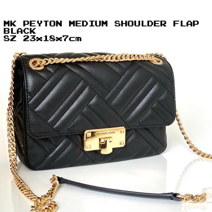 ☛☛ TRUSTED SELLER TAS SELEMPANG MURAH WANITA☛☛ TAS MICHAEL KORS PEYTON SHOULDER FLAP BLACK