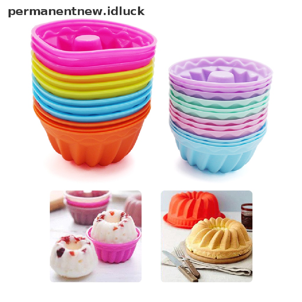 12 Pcs / set Cetakan Kue Muffin Cupcake Bentuk Labu Bahan Silikon Dapat Digunakan Kembali