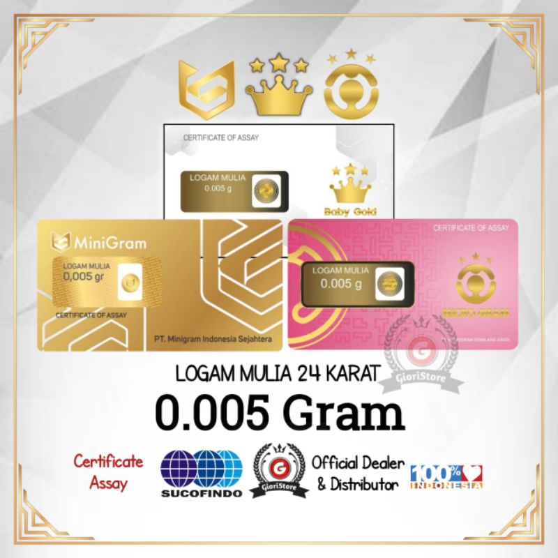 EMAS MINI 0.005 GRAM LOGAM MULIA 24 KARAT DIJAMIN ASLI ORIGINAL