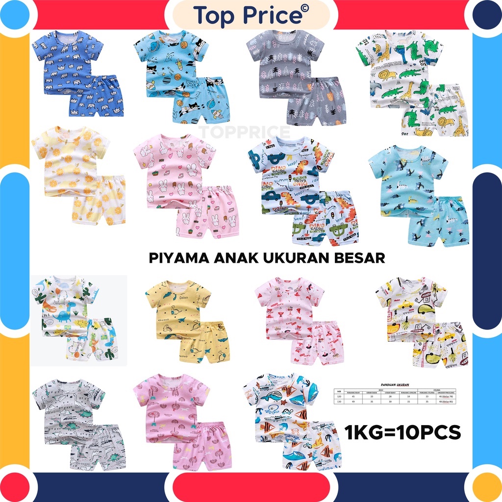 Topprice Baju Anak Ukuran BESAR Lengan PENDEK / Piyama Santai Anak Murah Produk Import BB01