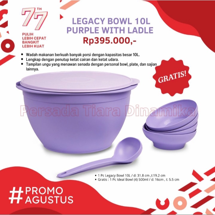 TUPPERWARE LEGACY BOWL SET 10 L - WADAH MAKANAN BERKUAH
