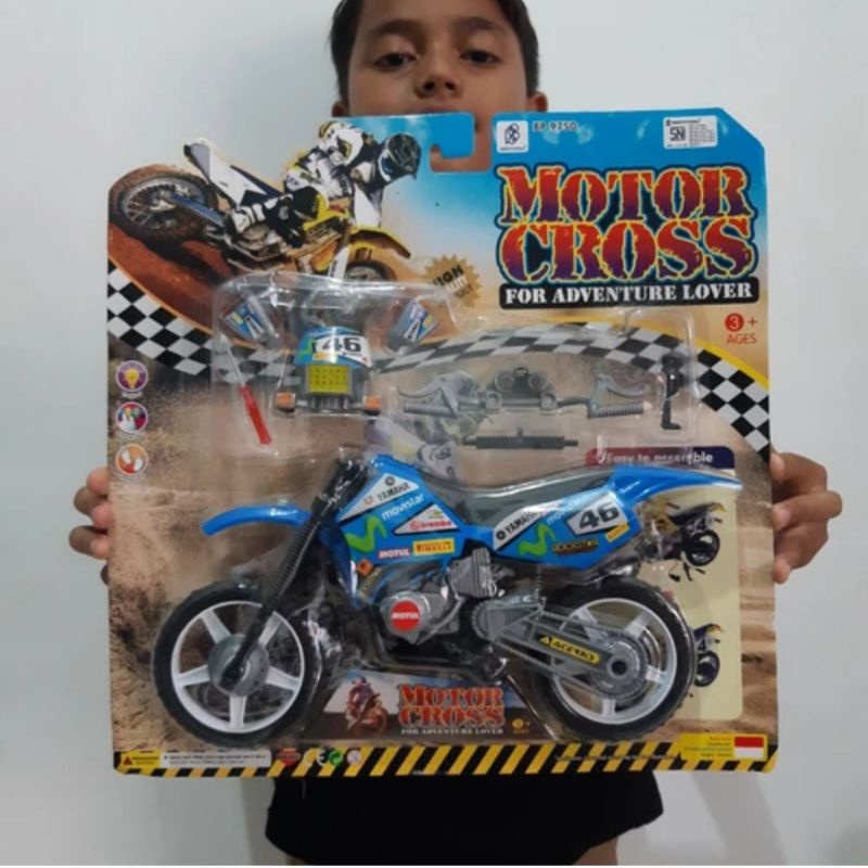 Mainan Motor Cross Rakit Besar - Miniatur Motor Trail Anak Laki Cowok